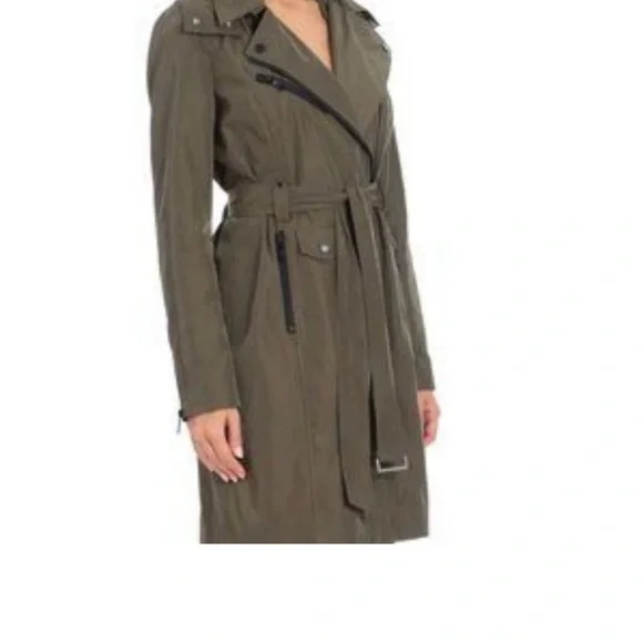 Avec Les Filles Olive Moto Trench Coat - Picture 5 of 8